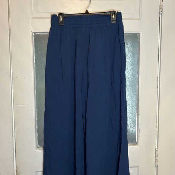 NWT Dokotoo Women’s Blue Wide Leg Pants With Elastic Drawstring waistband size L - Picture 6 of 7